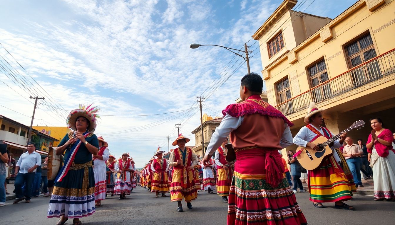 Desfile cultural del día de la raza en Colombia