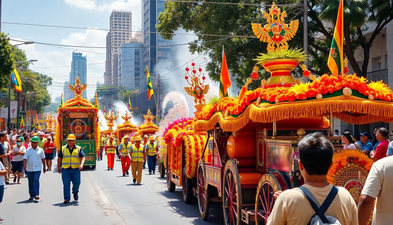 Desfile del día del trabajo en una ciudad colombiana