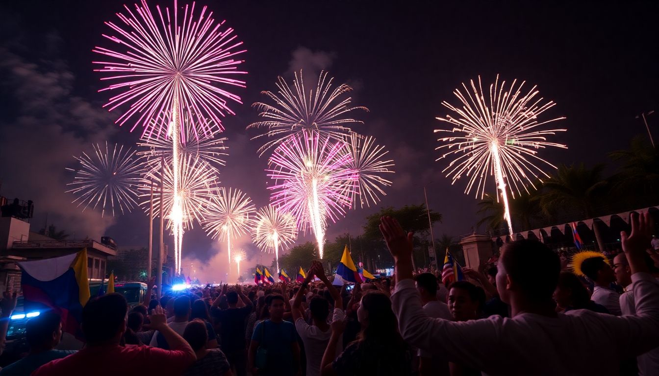 Fuegos artificiales en el día de la independencia