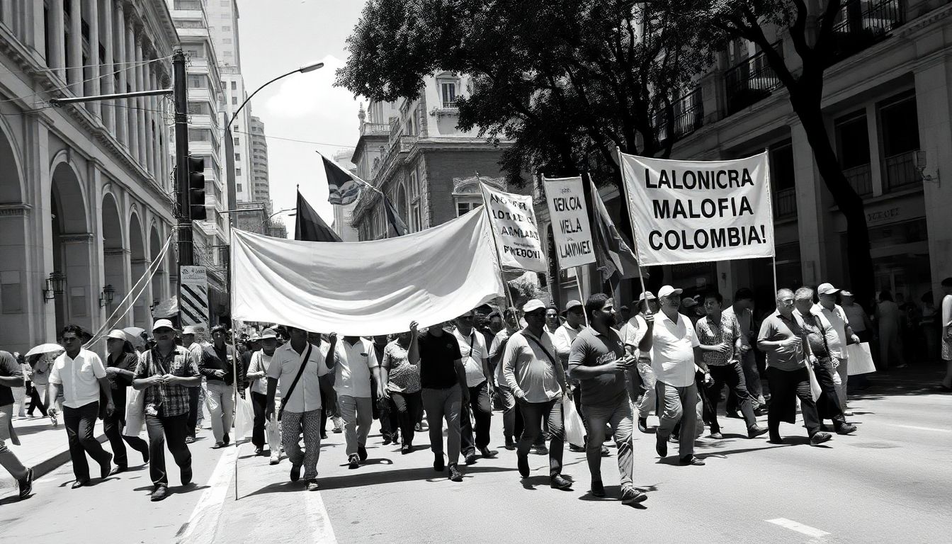 Manifestación histórica del día del trabajo en Colombia