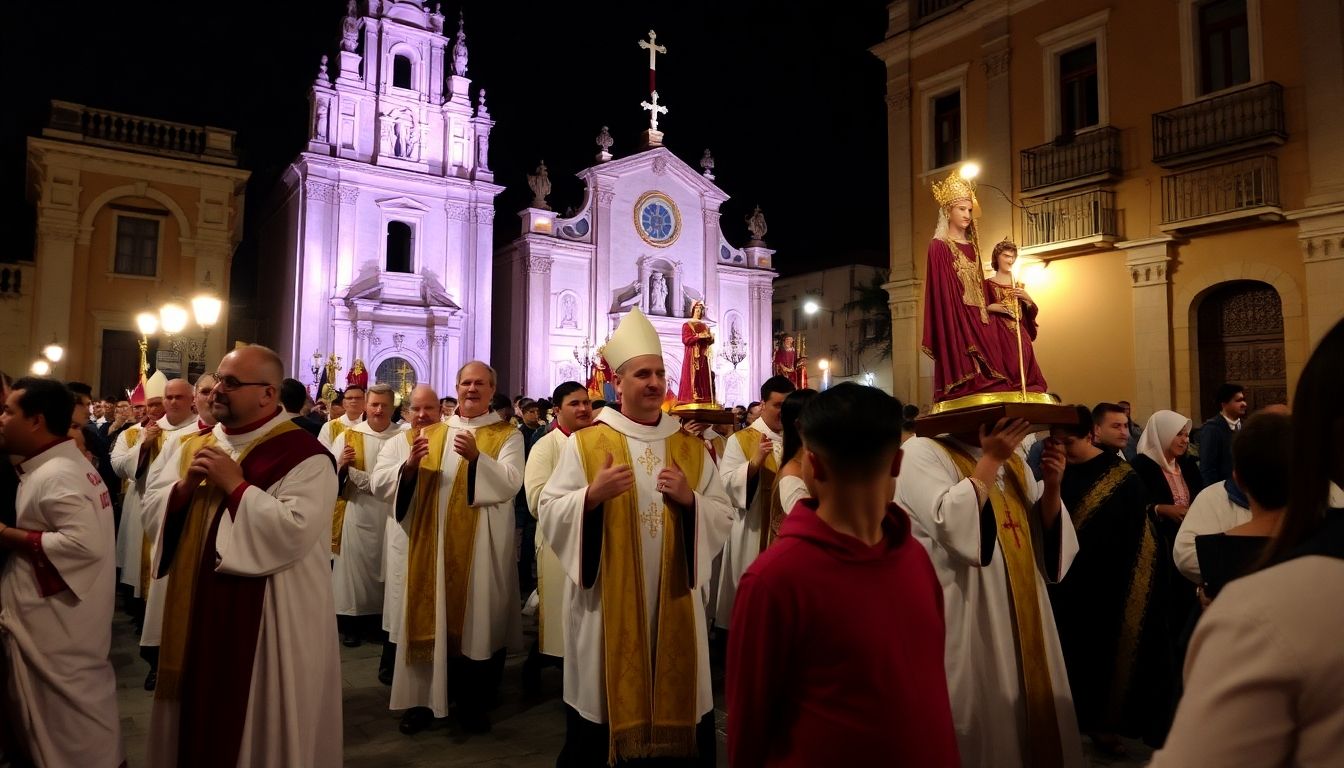 Procesión religiosa en el día de san pedro y san pablo